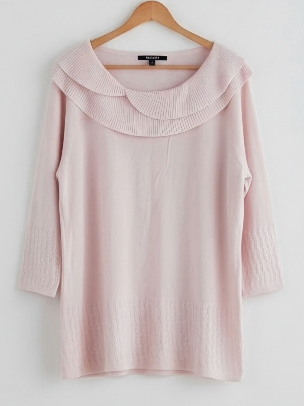 Briggs New York Pale Pink Ribbed Double-Layer Collar Sweater - 2X